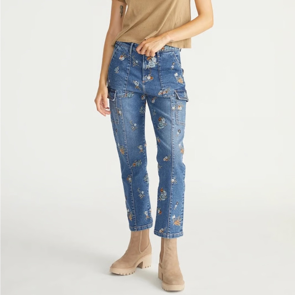 DRIFTWOOD Blue Floral Ankle Jeans